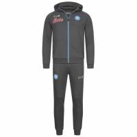 SSC Neapel EA7 Emporio Armani Herren Trainingsanzug mit Kapuze grau EASSCN23RU09-MAGNET