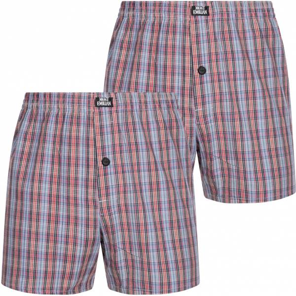 MONT EMILIAN "Nantes" Uomo americano Boxer Set da 2 blu/scacchi